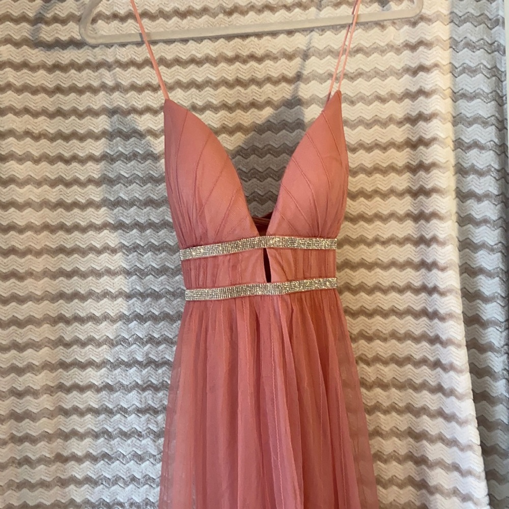 Beautiful Pink and Silver Formal Maxi Dress